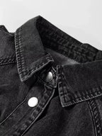 Women’s raw hem denim shirt dress with long sleeves, button-down front, made of cotton, by Trendsi.