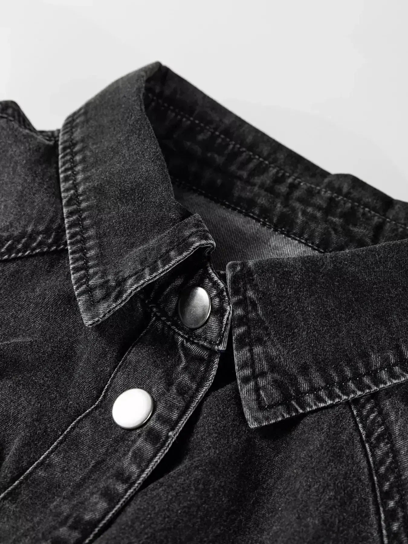 Women’s raw hem denim shirt dress with long sleeves, button-down front, made of cotton, by Trendsi.