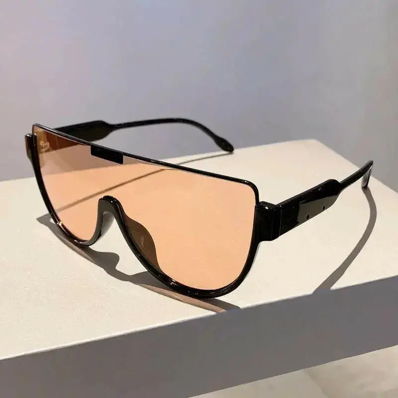 Women's retro oversized shield sunglasses by Plush Fashion Hub, lightweight and stylish one-piece eyewear for a bold look.