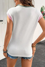 Women's ribbed knit sleeveless tank top with contrast trim, fitted and soft, by Trendsi.