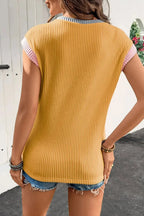 Women's ribbed knit sleeveless tank top with contrast trim, soft fitted shirt by Trendsi.