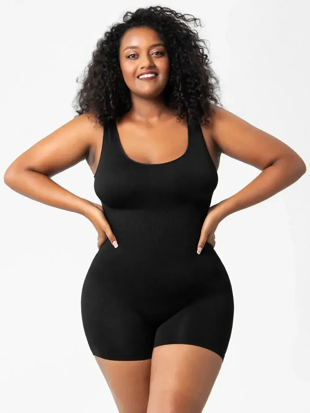 Women’s scoop neck wide strap shaping romper, comfortable bodycon bodysuit, stylish pajamas by Trendsi.
