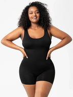 Women’s scoop neck wide strap shaping romper, comfortable bodycon bodysuit, stylish pajamas by Trendsi.