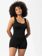 Women’s scoop neck wide strap shaping romper pajamas by Trendsi, featuring a comfortable bodycon bodysuit design.