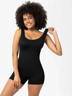 Women’s scoop neck wide strap shaping romper pajamas, comfortable bodycon bodysuit by Trendsi, shown in soft fabric and fitted design.