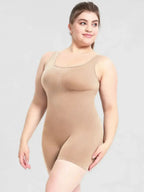 Women’s scoop neck wide strap shaping romper, comfortable bodycon bodysuit, ideal as stylish pajamas or loungewear.
