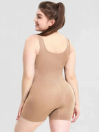 Women’s scoop neck wide strap shaping romper, comfortable bodycon bodysuit, ideal as cozy pajamas or loungewear.