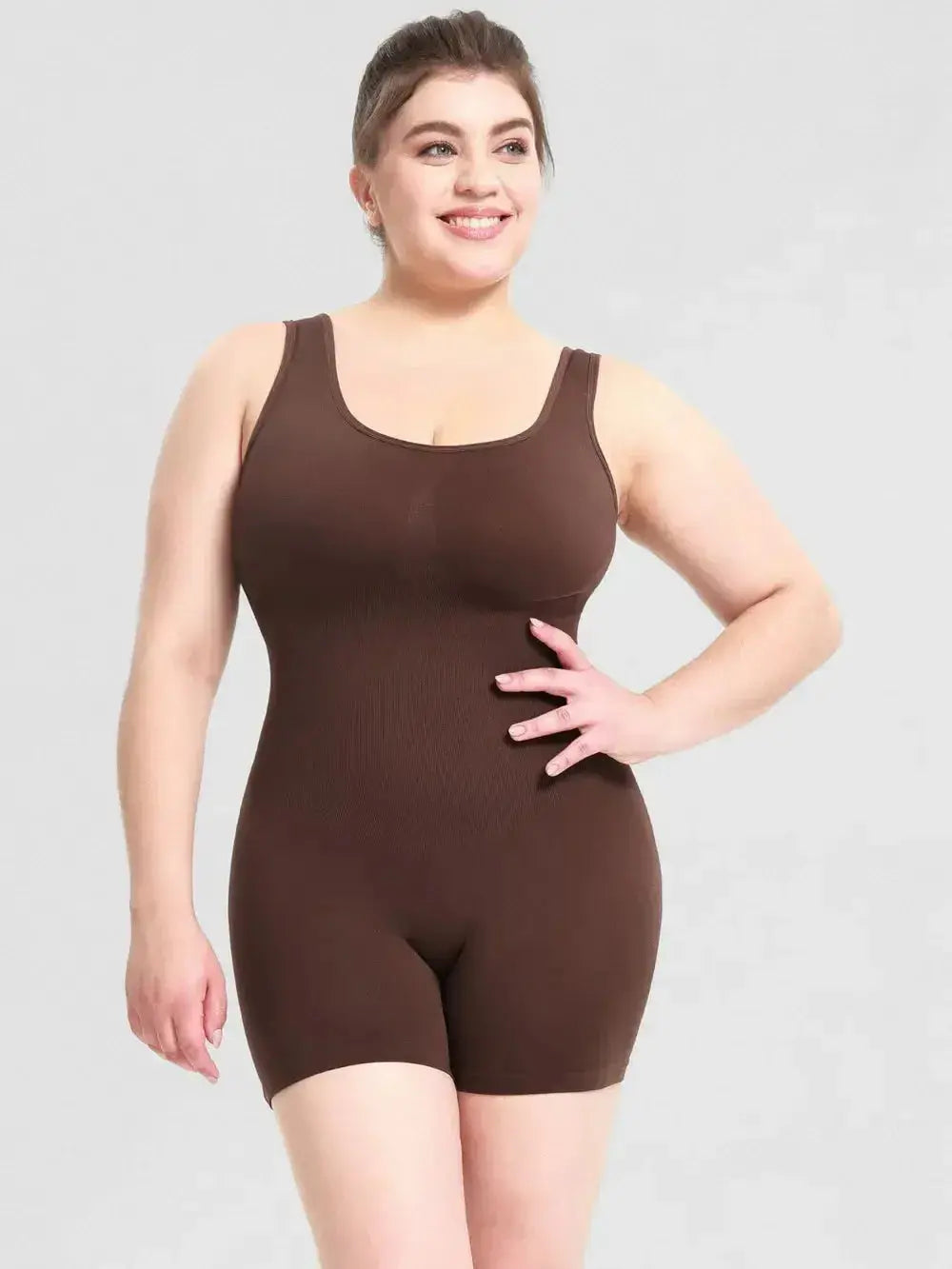 Women’s scoop neck wide strap shaping romper pajamas by Trendsi, comfortable bodycon bodysuit with a sleek fit and soft fabric.