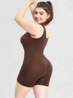 Women’s scoop neck wide strap shaping romper pajamas by Trendsi, a comfortable bodycon bodysuit ideal for sleepwear.