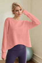 Women's scuba long sleeve round neck sweatshirt by Trendsi, a minimalist everyday essential shirt with a comfortable fit.