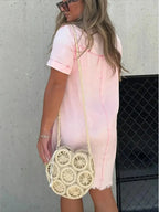 Women wearing a plush fashion hub short sleeve raw hem denim button-down dress, showcasing casual style and raw hem detail.