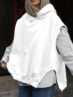 Women's Solid Color Style Loose Sleeveless Hooded Jacket Sweater - Plush Fashion Hub