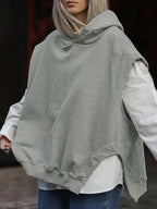 Women's Solid Color Style Loose Sleeveless Hooded Jacket Sweater - Plush Fashion Hub