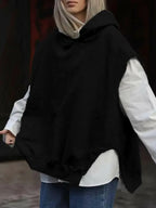 Women's Solid Color Style Loose Sleeveless Hooded Jacket Sweater - Plush Fashion Hub