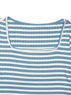 Women's striped long sleeve loungewear pants set by Trendsi, featuring a soft, matching two-piece design with a square neck.