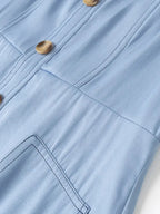 Women’s sweetheart neck denim dress with pockets, casual blue jean style by Trendsi, featuring a fitted bodice and relaxed skirt.