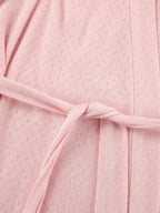 Women's tie waist kimono sleeve lounge nightgown made of soft cotton blend, stylish pajamas for comfortable sleep.