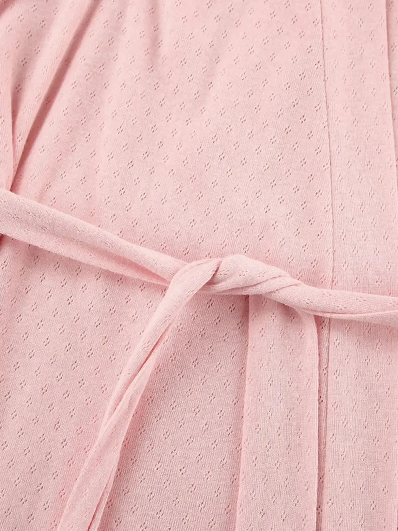 Women's tie waist kimono sleeve lounge nightgown made of soft cotton blend, stylish pajamas for comfortable sleep.