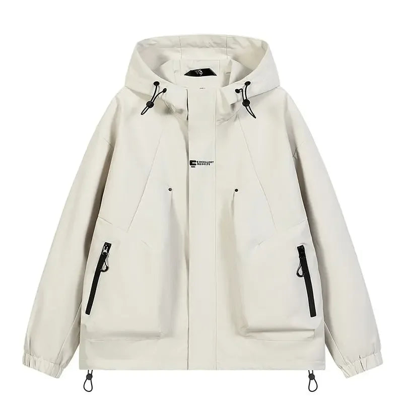 Workwear Outdoor Trendy Jacket Hooded Waterproof Windproof Single Jacket Coat - Plush Fashion Hub