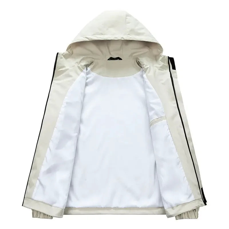 Workwear Outdoor Trendy Jacket Hooded Waterproof Windproof Single Jacket Coat - Plush Fashion Hub