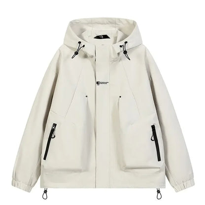Workwear Outdoor Trendy Jacket Hooded Waterproof Windproof Single Jacket Coat - Plush Fashion Hub