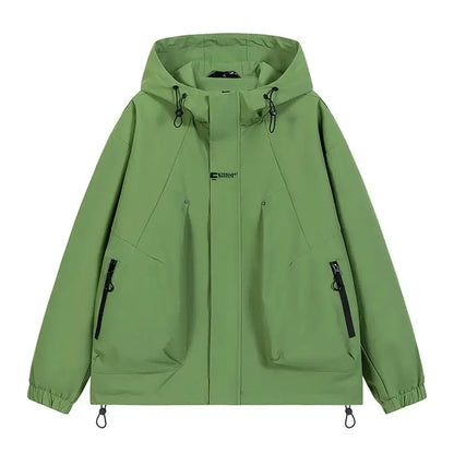 Workwear Outdoor Trendy Jacket Hooded Waterproof Windproof Single Jacket Coat - Plush Fashion Hub