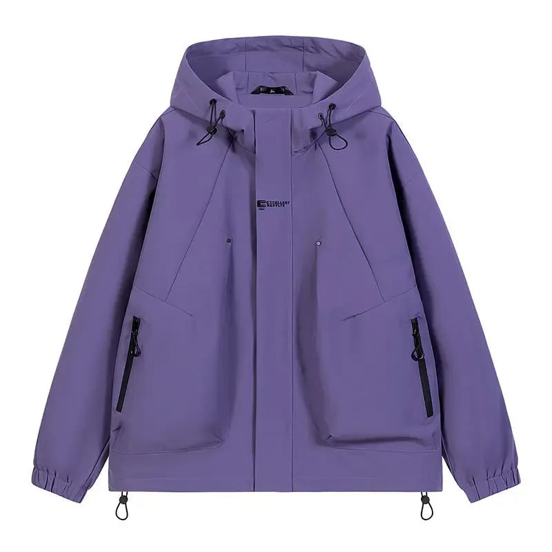 Workwear Outdoor Trendy Jacket Hooded Waterproof Windproof Single Jacket Coat - Plush Fashion Hub
