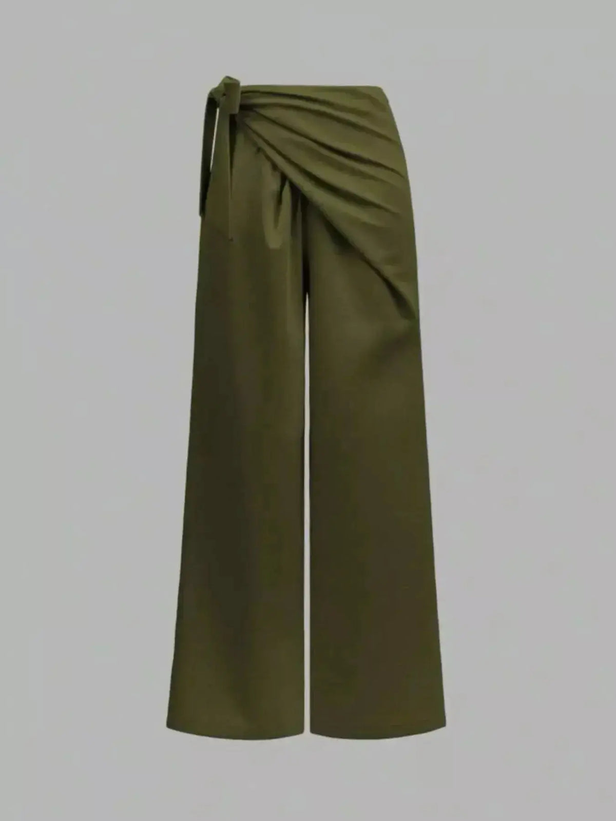 Elegant women's wrap waist wide-leg flowing dress pants by Plush Fashion Hub, featuring a flattering fit and stylish design.
