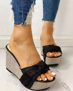 Fashion Slope Women's Bow Sandals by Trendy Attic Store01 with stylish bow detail and open-toe design for casual summer wear.
