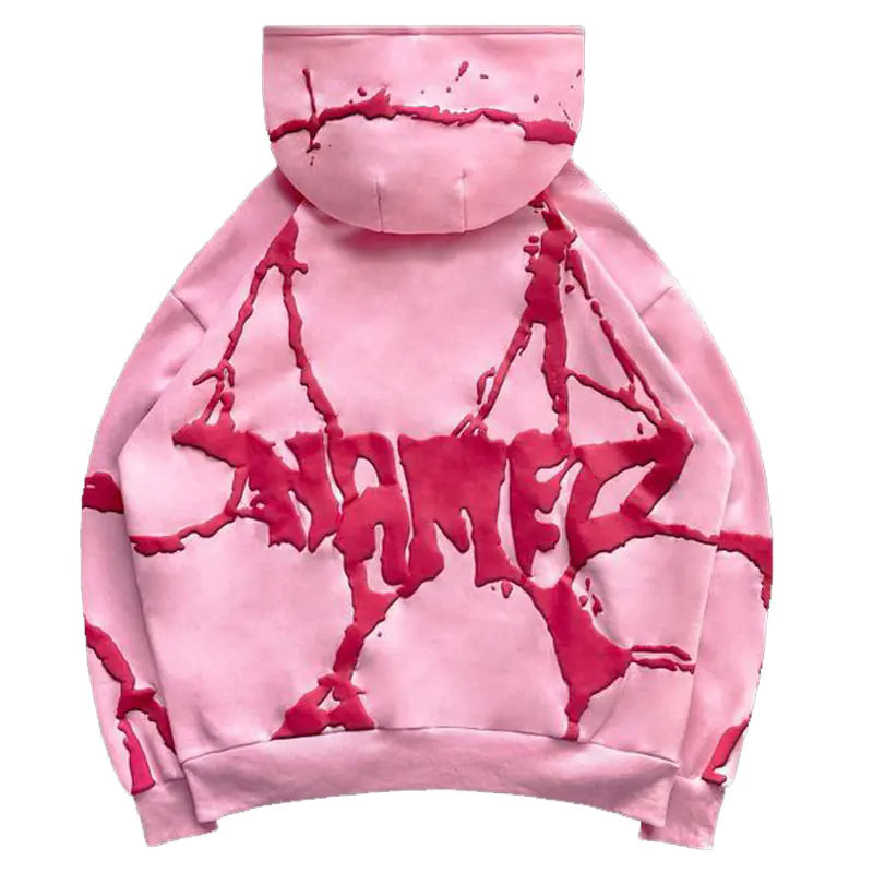 Plus size women's hooded sweatshirt set with foam print in three colors, casual and comfortable Trendy Attic design.