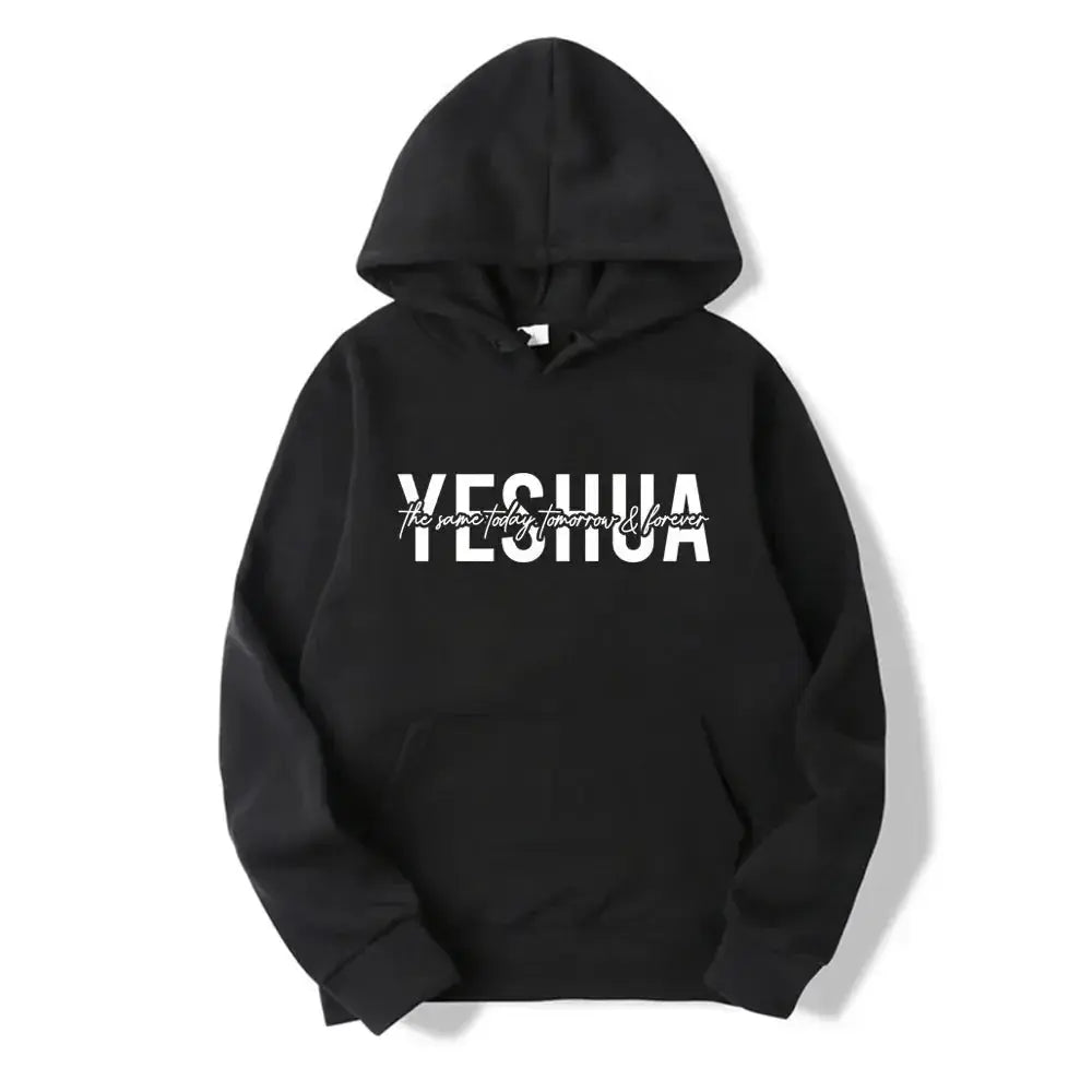 Yeshua Christian faith hoodie from Plush Fashion Hub, soft hooded sweatshirt with religious design, comfortable streetwear style.