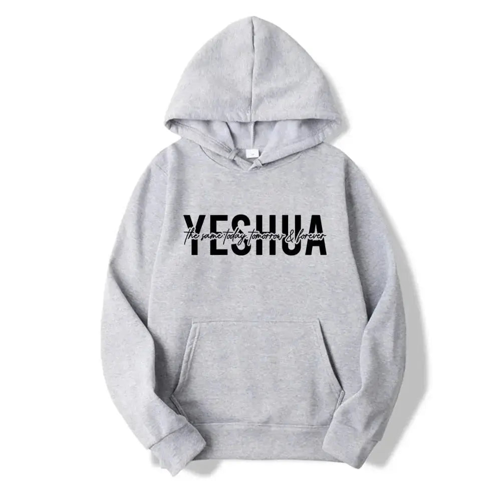 Yeshua Christian faith hoodie by Plush Fashion Hub, soft hooded sweatshirt with religious graphic, casual streetwear style.
