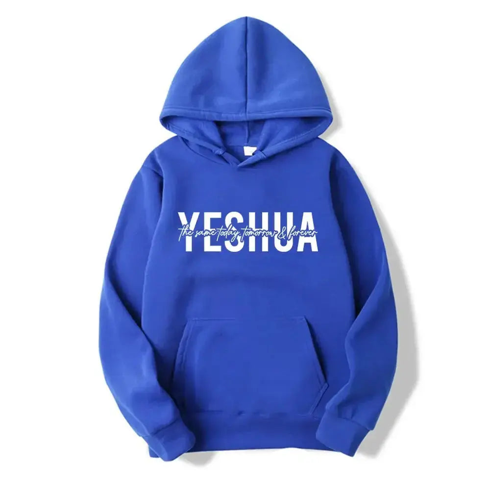 Yeshua Christian faith hoodie from Plush Fashion Hub, comfortable hooded sweatshirt with religious design and soft fabric.