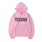 Yeshua Christian faith hooded sweatshirt by Plush Fashion Hub, featuring religious graphic on comfortable streetwear hoodie.