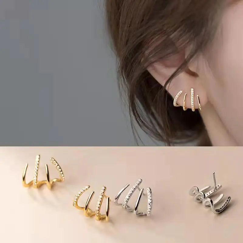 Trendy Fresh Style women's earrings and ear studs with modern design, featuring silver-toned metal and minimalist appeal.