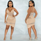 Women’s hot diamond irregular sling dress for nightclub wear featuring a trendy evening dress design by Trendy Attic Store01.