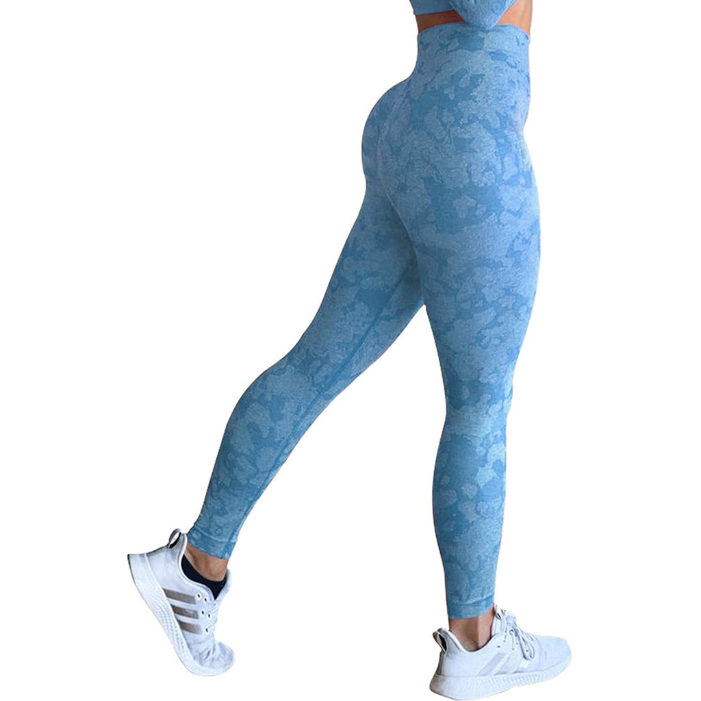 Snowflake camouflage high waisted yoga pants from Plush Fashion Hub, seamless activewear leggings designed for comfort and style.