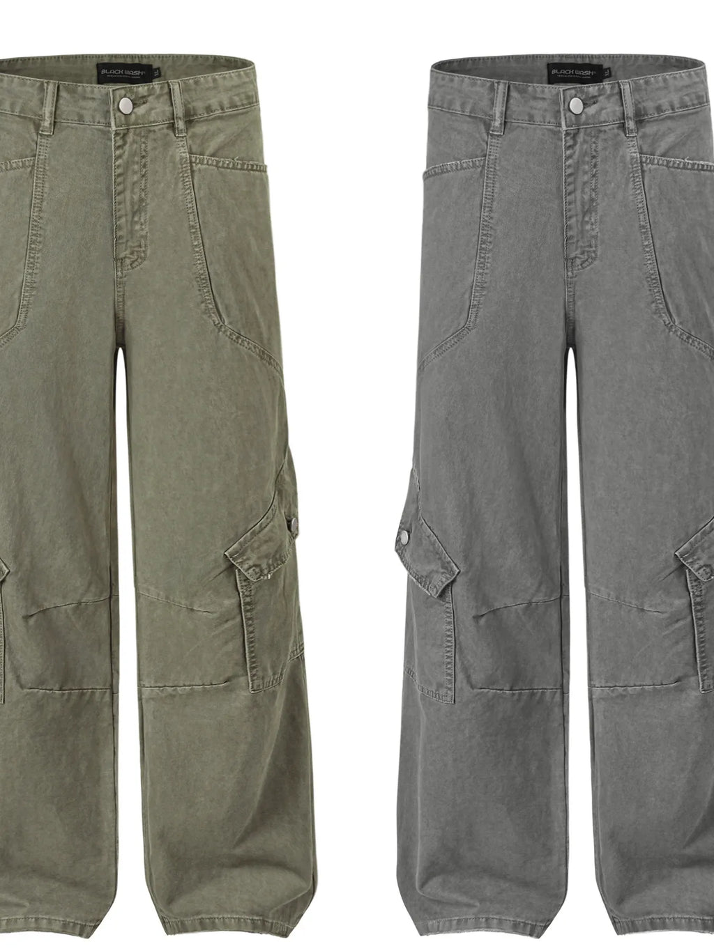 Men's wide leg cargo jeans from Trendsi showcasing durable denim fabric, multiple cargo pockets, and relaxed fit style.