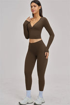 Fitglutes Activewear long sleeve crop top with fitted design, in a stylish color, ideal for gym and workout activities.