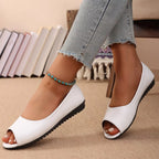 Shopimist peep toe flats sandals with a sleek design, showcasing open toes and comfortable flat soles.
