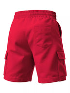 Plus size men's drawstring shorts with pockets, featuring a rings design by Trendsi, shown from the front.