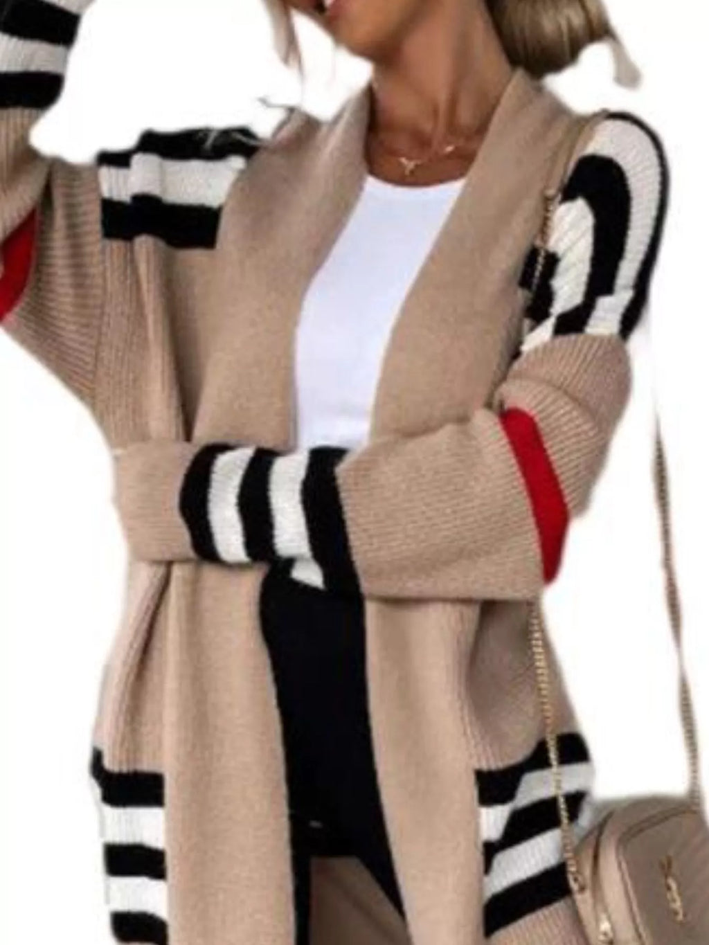 Striped longline open front cardigan by Simply Love, featuring a relaxed fit and stylish horizontal stripe pattern.