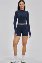 Fitglutes Activewear Unbound Jacket Shorts 2-Piece Set, stylish gymwear with a fitted jacket and athletic shorts for workout comfort.
