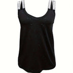 Women’s sequin camisole top by FitiqueFit, casualwear, featuring shimmering sequins and a relaxed fit, shown on a hanger.