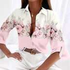 Women’s striped print long-sleeve blouse by Plush Fashion Hub, casualwear top with stylish horizontal stripe pattern.