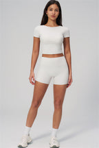 Fitglutes Activewear Rapture T-shirt and shorts 2-piece set, gymwear and workout clothes, featuring a stylish matching sportswear look.