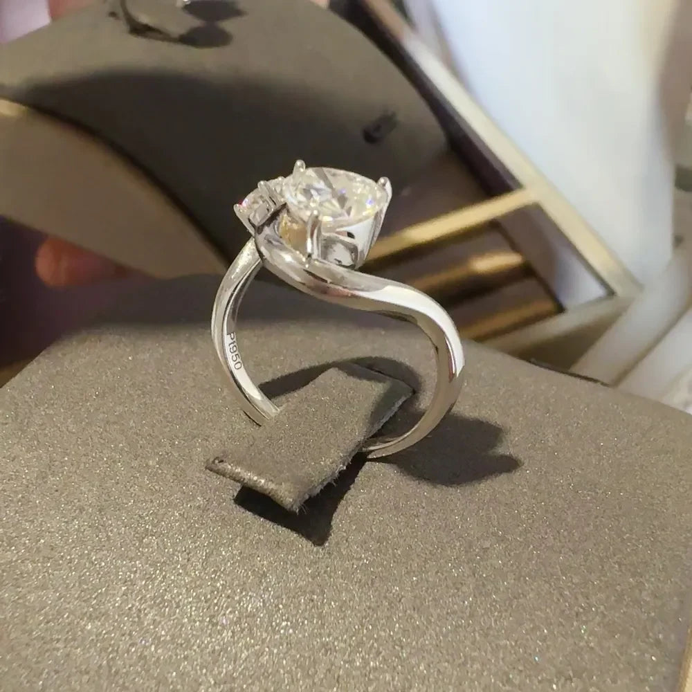 Sterling silver irregular shape ring featuring a 1.3 carat moissanite gemstone, designed by Shopimist.