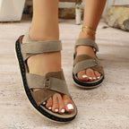 Women’s open toe platform sandals by Trendsi featuring chic PU leather design, perfect for summer footwear styling.