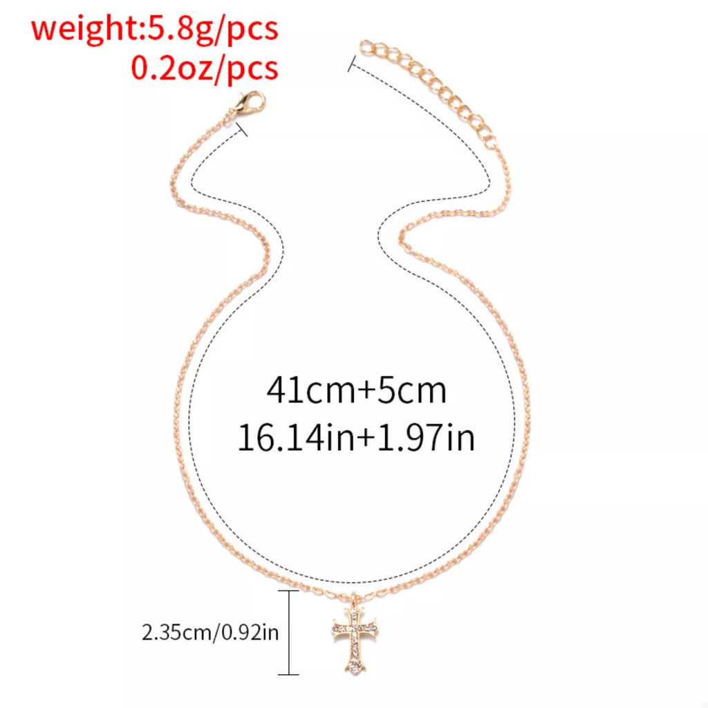 Gold-plated rhinestone cross necklace by Shopimist featuring a sparkling cross pendant on a delicate chain.