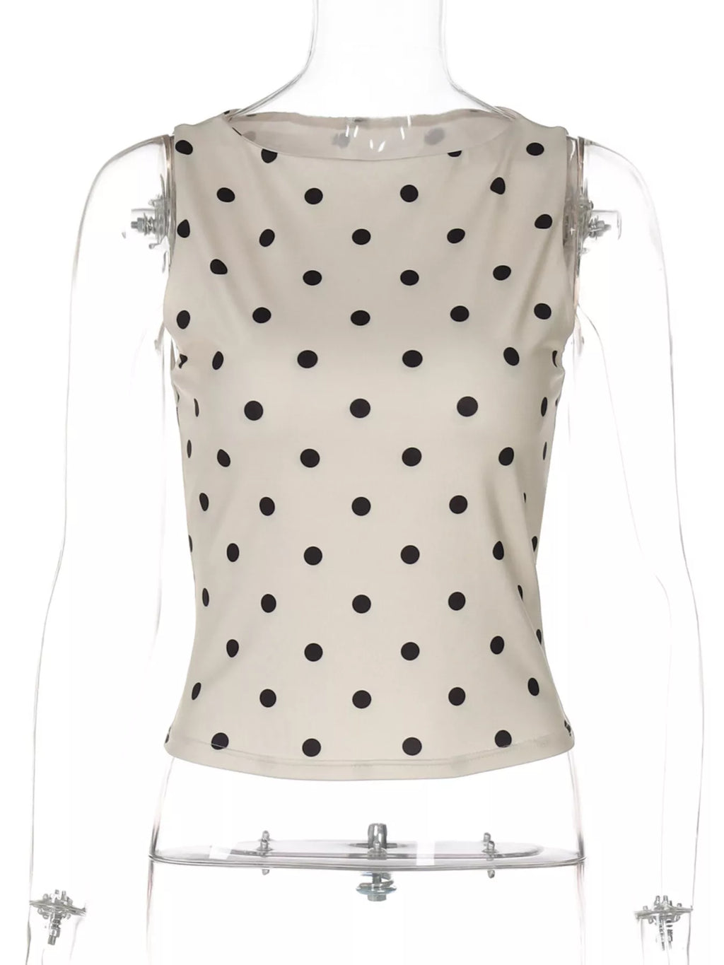 Polka dot tank top by Shopimist, featuring a sleeveless design with a playful polka dot pattern, casual summer fashion.